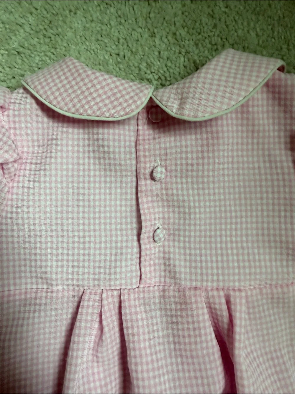 Mud Pie Pink Gingham Peter Pan Collar One-Piece Romper